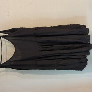Y2K Beachy AE Baby Doll Dress Strappy Tiered Black Oversized Grunge Layering